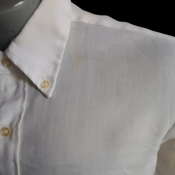 Vintage Mens Large Oxford Shirt 1970's Button-Up Lazy Dad Lawyer Distressed 16.5 - Picture 3 of 7